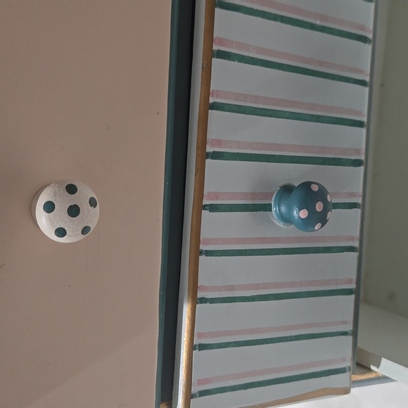 Hand painted jewelry chest blue, pink, yea, gold, peach - Picture 8 of 13